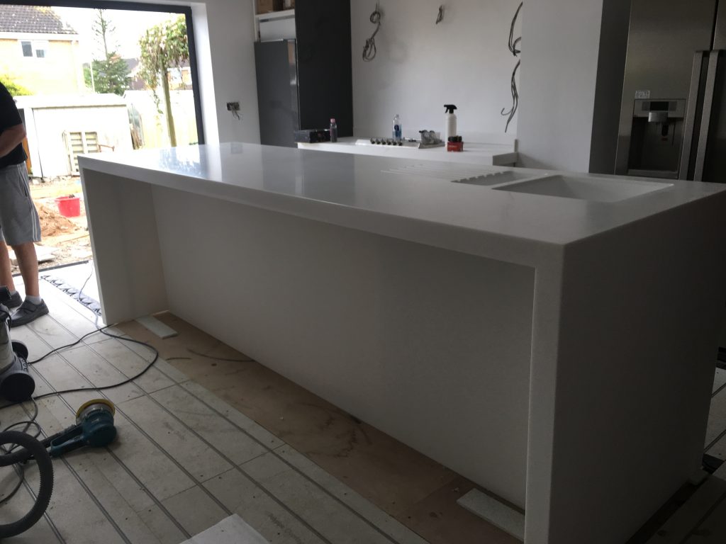Waterfall Island with Staron Solid Surface - GM Solid Surfaces